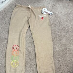 Vintage Havana Tan Joggers with Colorful Smiley Faces! Brand new!
